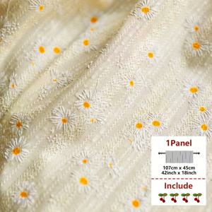 TEMU 데이지 볼 트림 커튼 1개, 로드 포켓 상단 걸이식 설치, 침실용 로맨틱 파storial 스타일 일본식 도어 커튼, 거실 베이 창문, 발코니 파티션, 하프 커튼, 카페 커튼, 다이닝룸/주방 장식용 짧은 밸런스에 적합. 체리 장식 액세서리 포함, DIY 설치용