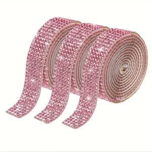 TEMU 6줄 자체 접착 라인스톤 리본 스트립 3롤, DIY 아이스 아웃 블링 스티커 롤, 공예용 핸드폰 차 장식 보석 만들기 용품