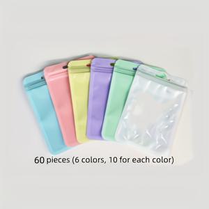 TEMU 야외 휴대용 소형 액세서리 가방 (60개, 120개 또는 40개 팩), 마카롱 자체 밀봉 봉투 및 밀봉 포장 (추가 용도)