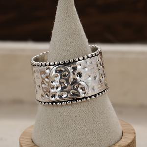 TEMU 1개 빈티지 스타일 수제 925 실버 도금 구리 와이드 밴드 하트 스피너 반지 여성용 - 모든 계절, 일상 착용 및 크리스마스 선물에 이상적