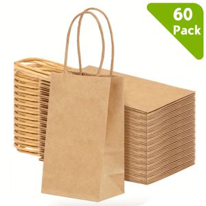 TEMU 그녀/남자를 위한 선물 세트, 6X3.5X2.4인치 크기의 크라프트 종이 봉투 60개 세트, 미니 갈색 종이 선물 봉투로 이상적, 대량 크리스마스 선물에 적합, 손잡이가 달린 사탕 봉투, 파티 답례품, 선물 가방, 소규모 사업, 소매업에 적합