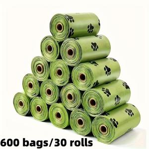 TEMU 누수 방지 강아지 배변봉투 - 발자국 패턴, 10/20/30롤, 200/400/600개, 고품질 야외 반려동물 배설물 처리 봉투, 크리스마스, 할로윈, 추수감사절을 위한 완벽한 선물