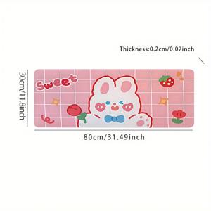 TEMU 귀여운 핑크 토끼 디자인의 35.4 x 15.7인치 대형 마우스 패드 1개. 이 긴 데스크 매트는 재봉된 가장자리와 정밀 잠금 경계를 갖고 있어 사무실 사용에 이상적이며, 특히 여학생과 십 대에게 적합합니다.