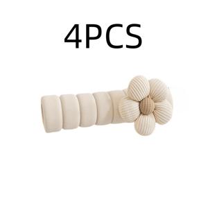 TEMU 4개 세트 부드러운 따뜻한 꽃무늬 문 손잡이 보호대 - 장식용 꽃 디자인의 패브릭 방지 스크래치 범퍼, 가정용 문 손잡이에 적합, 정전기 방지 충돌 보호