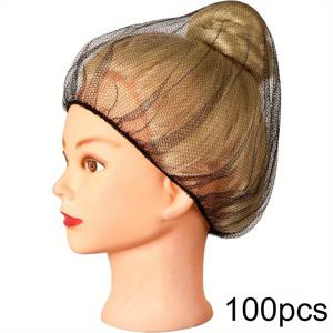 TEMU 50/100개 24인치 나일론 헤어넷, 강력한 비폐기형 헤어넷, 수면/승마/비즈니스/케이터링/남녀공용