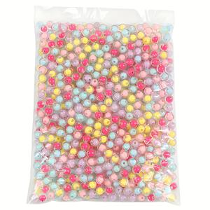 TEMU 176개 8mm 캔디 컬러 아크릴 구슬 - 소프트 톤 혼합 투명 라운드 비즈, DIY 팔찌 & 목걸이 제작용, 플라스틱, 액세서리 수제 공예