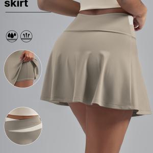 TEMU 여성용 스포츠 스커트, 눈부심 방지 컬러 블로킹 디자인, 투피스 스타일로 연출, 러닝 및 피트니스 활동에 적합하며 요가, 테니스 등 다양한 스포츠에도 적합|치마바지