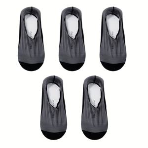TEMU 5켤레 여름용 얇은 단색 블랙 투명 투명한 통기성 좋은 얕은 입구 실리콘 미끄럼 방지 보트 양말, 다용도, 통기성, 데일리룩에 적합, 가족과 친구를 위한 최고의 여름 선물