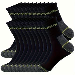 TEMU 통기성 좋은 소재로 제작된 남성 양말 20켤레, 단색으로 다양한 스포츠 및 캐주얼 활동에 적합