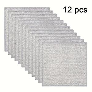 TEMU 6/12개 - 양면 마이크로파이버 스크럽 패드 - 재사용 가능한 스크래치 없는 냄비/팬/주방용품 청소 스펀지, 주방 스카워