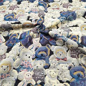 TEMU 1개 귀여운 곰 자수 자카드 원단 - 진한 파란색에 곰 패턴이 있는 레트로 꽃무늬, 기계 세탁 가능한 DIY 공예용 원단, 가방, 신발, 소파 쿠션 & 홈 데코, 곰 장식, 수제 액세서리, 유쾌한 스타일, 부드러운 재질, 바느질 재료, 손으로 만드는 사람들을 위한, 신발 장식, 내구성 있는 직물