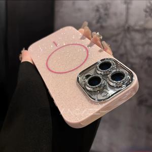 TEMU 아이폰 17/16/15/14/13/12/11 플러스 프로 맥스 호환 신형 글리터 반짝이 폰 케이스, 자기식 무선 충전 지원