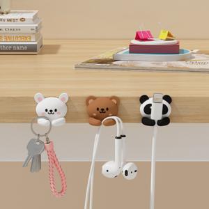 TEMU 1/3개 귀여운 동물형 데스크탑 멀티펑셔널 코드정리기, 실용적인 후크, 마우스선 이어폰 데이터라인 홀더 (못 사용), 흔적없는 테이블 & 서랍 수납대, 책상 정리, 케이블 정리기 동물디자인, 장식용 후크, Nodrill Hooks, 내구성 있는 클립, 다목적 훅