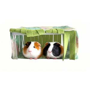 TEMU 다람쥐, 슈가 글라이더, 기니피그, 토끼, 드워프햄스터용 펫 햄스터 사각형 텐트, 스탠드 포함 사계절 겸용 은신처 매트