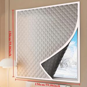 TEMU 셀프 접착식 단열 커튼 - 퀼팅 PVC 창문 패널, 무선 디자인, 양면 사용으로 프라이버시 및 에너지 효율성 제공, 쉬운 접착 설치, 현대적인 단열 기능, 소음 감소 및 차단, 현대적인 침실 장식, 내구성 및 쉬운 관리, 대형 문에 적합