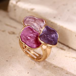 TEMU 1개 패션 심플 기하학적 탄성 조절 가능 개성 반지 여성용 아연 합금 퍼플 코팅 공정 데일리, 프롬 파티, 음악 페스티벌, 어머니날, 졸업 시즌 주얼리 선물