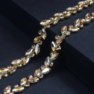 TEMU 1야드 라인스톤 트림 체인 골드 스트링 스트립 어플리케 프린지 리본 비즈 드레스 DIY 파티 웨딩 부케 장식 신부 의상 장식용