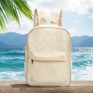 TEMU 선호하는 가방 유형: 남녀 모두를 위한 대용량 비치 백팩, 메시 스트랩과 지퍼가 특징이며, 높은 무게를 견뎌내도록 설계되었으며 여행에 적합하고 휴대하기 쉬움