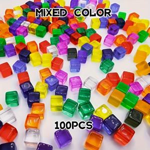 TEMU 100개 D&D 테이블탑 게임 토큰, 판타지 RPG 토큰, 물로 지우는 건조 지워지는 컬러 홀리 큐브, 보드게임용