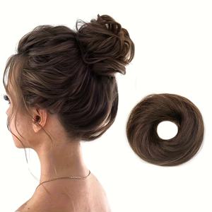 TEMU 1/2개 - 인간 머리카락 번 스크런치 헤어피스 - 두꺼운 업두 샹종 포니테일 연장, 여성용, 착용 및 관리 쉬움, 즉각적인 볼륨, 웨딩, 파티, 일상 사용을 위한 번 메이커 (반 가발 같은 헤어 추가)