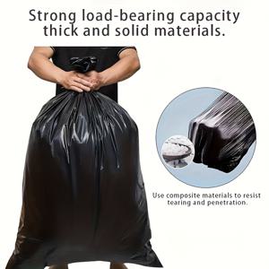 TEMU 50개 대형 헤비 듀티 검정 쓰레기 봉투 31인치 대용량 쓰레기 봉투 다용도 마당 야외 쓰레기 봉투 상업용 납작한 바닥 검정색 플라스틱 봉투 두꺼운 펑크 방지 쓰레기 봉투