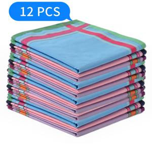 TEMU 혼합 색상 손수건 12개 팩, 결혼식 및 파티용 땀 흡수 사각 스카프