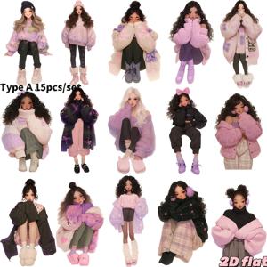 TEMU 핸드메이드 크리에이티브 레트로 겨울 가정용 스웨터 팩, 쓰레기 일기, 노트북, 스크랩북, 장식용 노트북, DIY 커팅북, 스티커에 적합한 2D 평면 고품질 스티커, 2D 평면