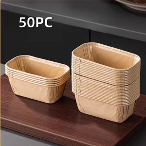 TEMU 튼튼한 논스틱 미니 케이크 및 방유 골판지 베이킹 컵 - 홈이 있는 직사각형 미니 빵 케이크 및 머핀 상자, 부드러운 쉬운 분리, 균일한 베이킹을 위한 쌓을 수 있는 디자인, 빵, 종이 컵케이크에 적합