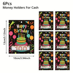TEMU 그녀/그를 위한 선물 6개 세트, 케이크 리본 생일 현금용 머니 홀더, 해피 버스데이 종이 지폐 카드, 생일 파티 걸이 장식, 성인 생일 파티 용품 머니 카드, 생일 이벤트 파티 팩