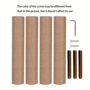 TEMU 고양이용 교체 스크래칭 포스트 4개 세트 - M8 나사 장착된 사이잘 로프 스크래쳐 폴, 실내 고양이 타워 및 가구를 위한 이상적인 제품. 두 가지 크기로 제공 (30Cm/11.81In, 40Cm/15.75In)