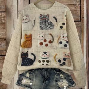 TEMU 여성용 양 프린트 코지 겨울 스웨터 - 라운드넥 긴팔 풀오버 블라우스, 캐주얼 가을 & 겨울 레이어링 탑, 드레스나 청바지에 어울리는 핸드워시 논스트레치 스웨터