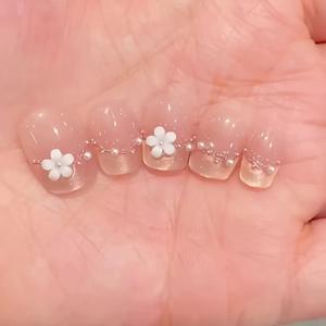 TEMU 수제 화이트 캣아이 웨어러블 네일 아트 10개입, 수제 압착식 웨어러블 인조 손톱, 신상 봄/여름 스타일, 탈부착 가능, 여성 선물용으로 적합