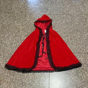 TEMU 1개 레이스 스플라이싱 빨간 모자 망토 - 할로윈, 크리스마스 파티 공연 의상 벨벳 후드 망토