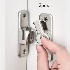 TEMU 도난 방지 설계의 은색 버클 잠금장치 2개 세트. 도어, 캐비닛 도어, 창고 문에 적합하며 핀 잠금 장치가 특징입니다.