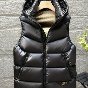 TEMU 가을/겨울 남성용 그래핀 100% 발열 보온 조끼, 가정용, 탈부착 모자가 있는 두꺼운 스탠드업 칼라, 헐렁하고 편안한 재킷, 남성용 겨울 방한 조끼, 그래핀 조끼, 남성용 조끼