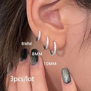 TEMU 3개/세트 후프 귀걸이 라인스톤 티니 허기 헬릭스 트라구스 연골 귀 스터드 피어싱 주얼리