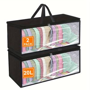 TEMU 20L 모자 보관 가방 2개 세트. 모자, 햇모, 챙, 의류, 장난감, 크리스마스 장식, 포장지 보관용으로 디자인되었으며, 지퍼로 옷장 공간을 절약할 수 있습니다.