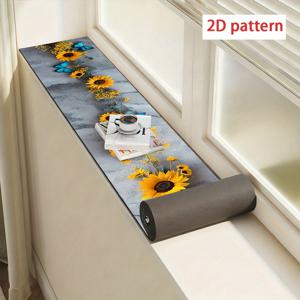 TEMU 1개 건조 매트, 좁은 창턱 장식용 건조 패드, 2D 해바라기와 나비 디자인, 폴리에스터 - 부드럽고 내구성 있으며 흡수력이 뛰어난 미끄럼 방지 고무 뒷면, 아파트, 주방, 침실의 좁은 창턱 장식 및 보호에 이상적, 집에 따뜻함을 더하는 사계절용 카운터탑 장식 매트