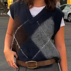 TEMU 여름/겨울 신상 여성 캐주얼 데일리 출퇴근 단색 조끼 캐주얼 젊은 섹시 여성 스웨터