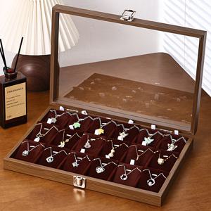 TEMU 1개 대형 호두나무 보석함 - 18칸 디스플레이 케이스 (뚜껑 포함) 목걸이 & 펜던트용 | 발렌타인데이, 크리스마스 & 홈 데코, 보석함 선물용