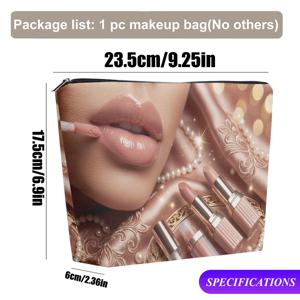 TEMU 1개 아름다운 립스틱 & 글로스 디스플레이 메이크업 가방 | 린넨, 접이식 & 휴대용, 지퍼 잠금, 남녀 공용, 여행용 보관, 데일리 사용, 친구 선물, 생일, 졸업, 휴일에 적합