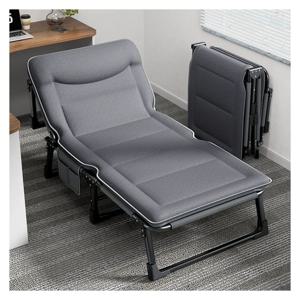 TEMU 일체형 무설치 휴대용 접이식 간이 1인용 침대 사무실 낮잠 간이 침대 리클라이너-접이식 침대 간이침대 이동식 침대 1인용 침대 휴대용 야전침대 조절 가능한 헤드레스트