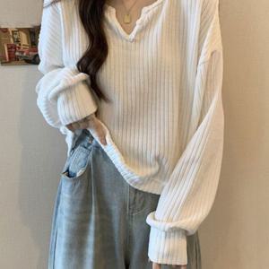 TEMU V넥 여성 봄가을겨울 이너 상의 루즈핏 세로라인 효과 데일리 레이어드 슬림 밸런스 캐주얼 탑