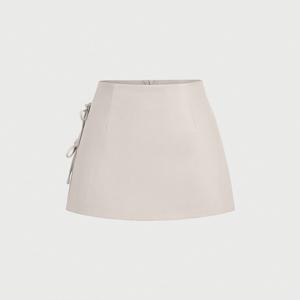 TEMU 보우타이 섹시 슬릿 A라인 미니 스커트, 봄/여름 스타일