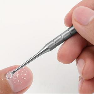 TEMU 1개 고급 실버 스테인리스 스틸 네일 아트용 라운드 사선팁 스틸 푸셔, 착용 가능한 네일 도구 스틱, 네일 스틱 리무버, 양면 고리 편자형 푸셔, 전문가용 네일 살롱 매니큐어사, 발톱 및 발 청소용