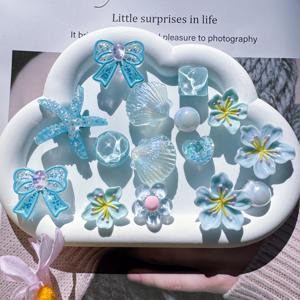 TEMU 패셔너블한 DIY 신발 장식용 복숭아꽃, , 리본, 조개 15개 세트, 정원화장신발, 샌들 등의 탈부착 액세서리에 적합, 휴일 선물