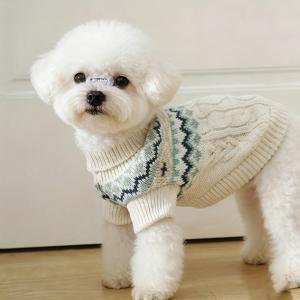 TEMU 2025년 신상 애견 스웨터 - 따뜻하고 부드러운 터틀넥 풀오버, 고양이 및 강아지에게 적합, 레트로 스타일, 방한 겨울 의류, 소형견부터 대형견까지 적합, 강아지 스웨터, 편안한 애견 의류, 편안한 애견 의상, 튼튼한 애견 의상
