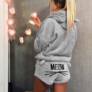 TEMU 패션 여성 캐주얼 솔리드 컬러 긴팔 후드 세트