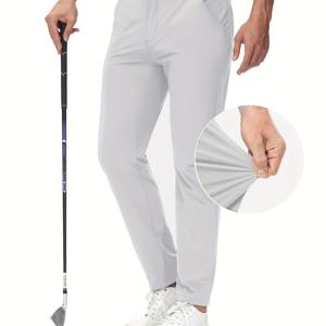 TEMU 남성용 봄/여름 엘레강스 트라우저, 패셔너블한 남성용 골프 캐주얼 팬츠, 허리밴드 양쪽에 실리콘 신축성 袖단이 있는 신축성 있는 야외 스포츠 바지, 남성용 멀티 포켓 고탄력 팬츠, 고탄성 스판덱스 원단으로 제작되어 뛰어난 신축성과 편안함을 제공, 캐주얼 여행, 하이킹, 사무실용 드레스 캐주얼 팬츠로 적합