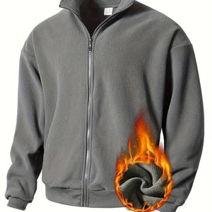 TEMU 남성용 가을/겨울 플리스 재킷 (두꺼운 플러시 스웨트셔츠, 아웃도어 스포츠 스탠드업 칼라 가디건)